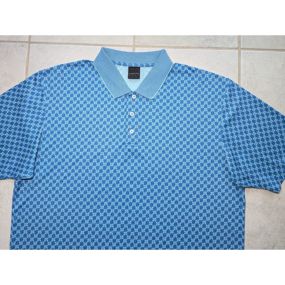 Dunning Golf Men's XL Polo Golf Shirt Geometric Pattern Performance Blue